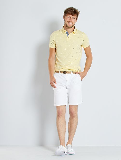 bermudas tipo chino cinturon blanco hombre